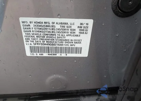 2016 Acura Mdx Technology Acurawatch Plus Packages/Technology Package z USA, uszkodzony, nr VIN 5FRYD3H49GB021648